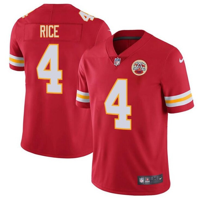 Men’s Kansas City Chiefs #4 Rashee Rice Red Vapor Untouchable Limited Stitched Football Jersey